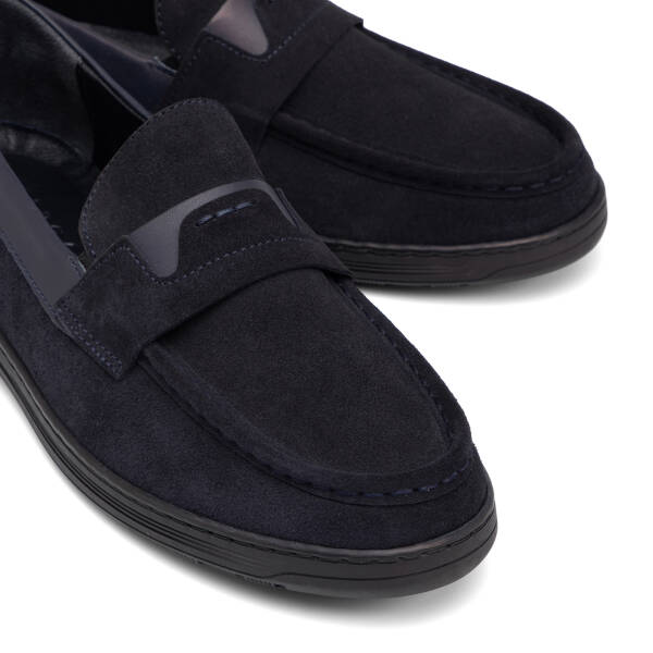 Lacivert Hakiki Süet Deri Erkek Loafer - E26I1AY57631-D44 - 3
