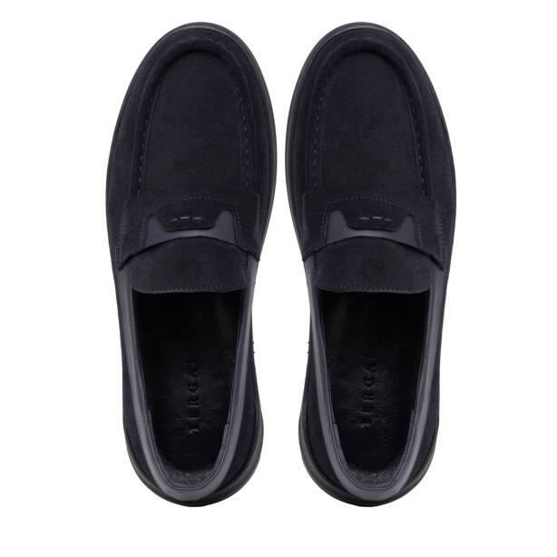 Lacivert Hakiki Süet Deri Erkek Loafer - E26I1AY57631-D44 - 5