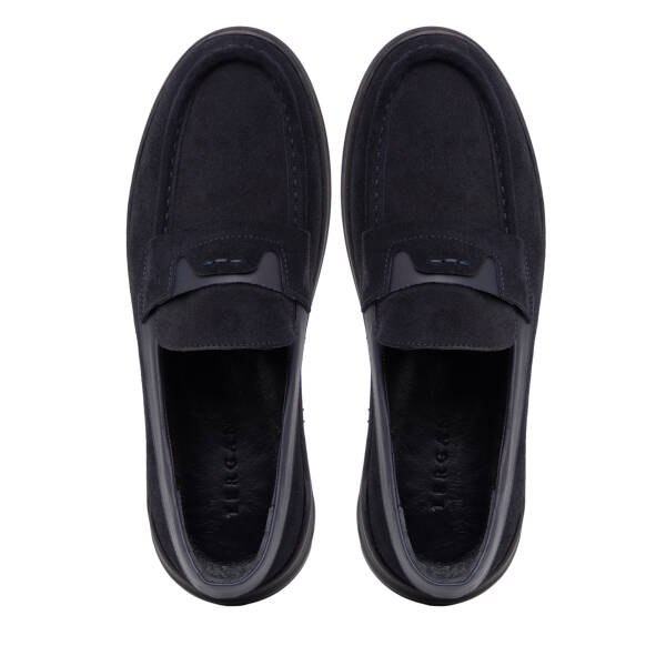 Lacivert Hakiki Süet Deri Erkek Loafer - E26I1AY57631-D44 - 5