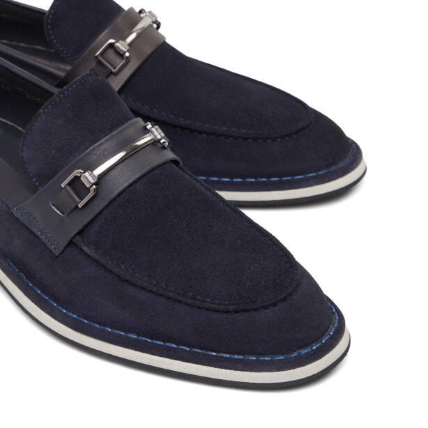 Lacivert Hakiki Süet Deri Erkek Loafer - E26I1AY57682-D44 - Tergan