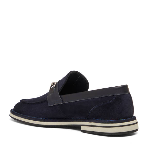 Lacivert Hakiki Süet Deri Erkek Loafer - E26I1AY57682-D44 - Tergan