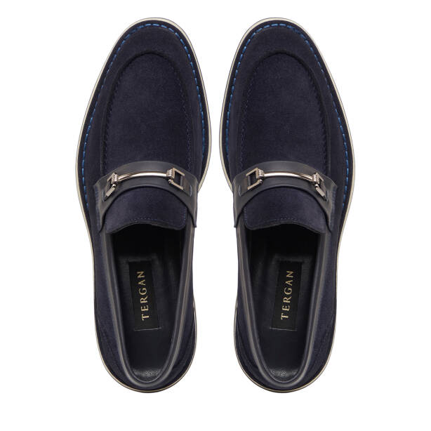 Lacivert Hakiki Süet Deri Erkek Loafer - E26I1AY57682-D44 - Tergan