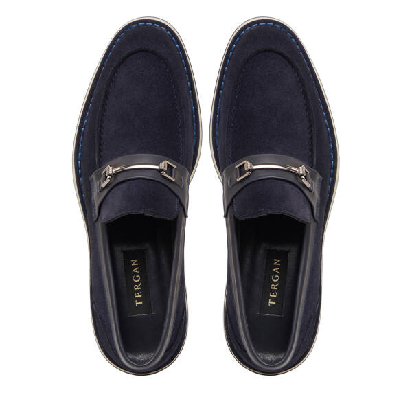 Lacivert Hakiki Süet Deri Erkek Loafer - E26I1AY57682-D44 - 5
