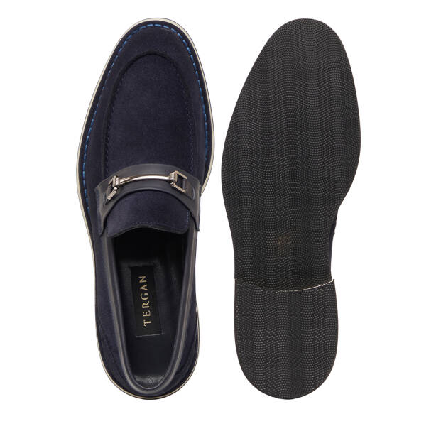 Lacivert Hakiki Süet Deri Erkek Loafer - E26I1AY57682-D44 - Tergan