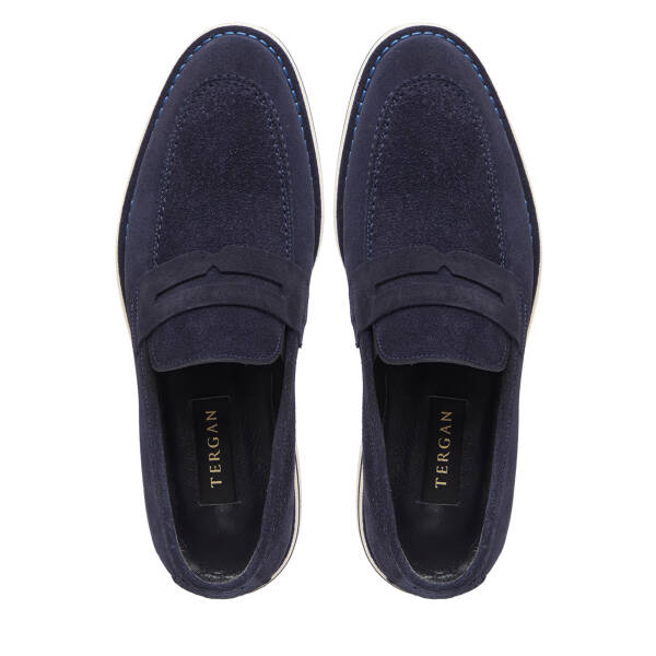 Lacivert Hakiki Süet Deri Erkek Loafer - E26I1AY57683-D44 - 5