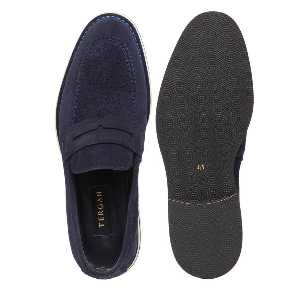 Lacivert Hakiki Süet Deri Erkek Loafer - E26I1AY57683-D44 - Tergan