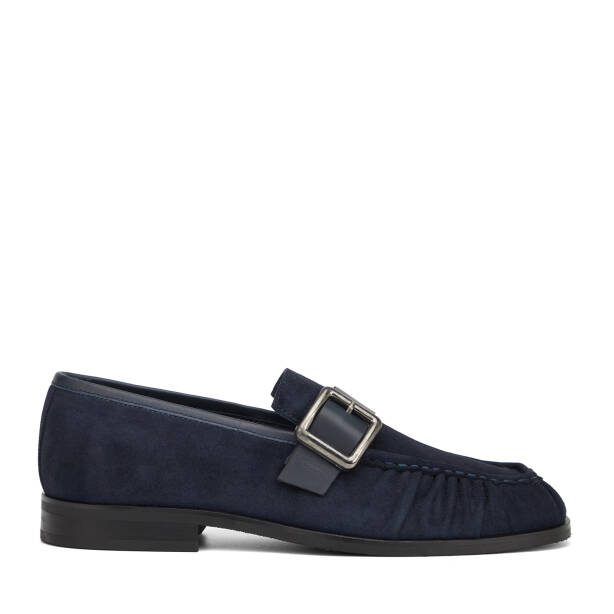 Lacivert Hakiki Süet Deri Erkek Loafer - E26I1AY57714-D44 