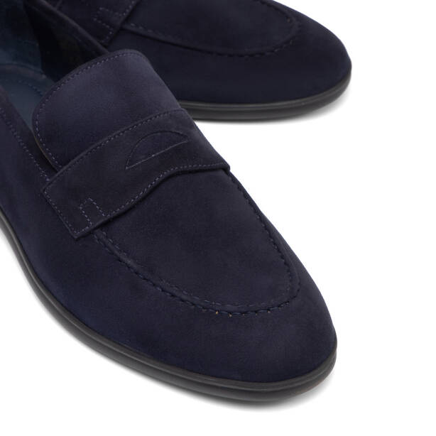Lacivert Hakiki Süet Deri Erkek Loafer - E26I1AY57715-D44 - 3