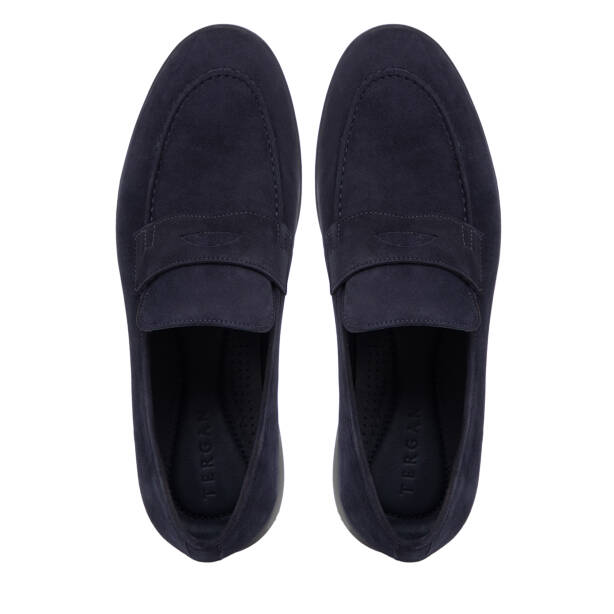 Lacivert Hakiki Süet Deri Erkek Loafer - E26I1AY57715-D44 - 5