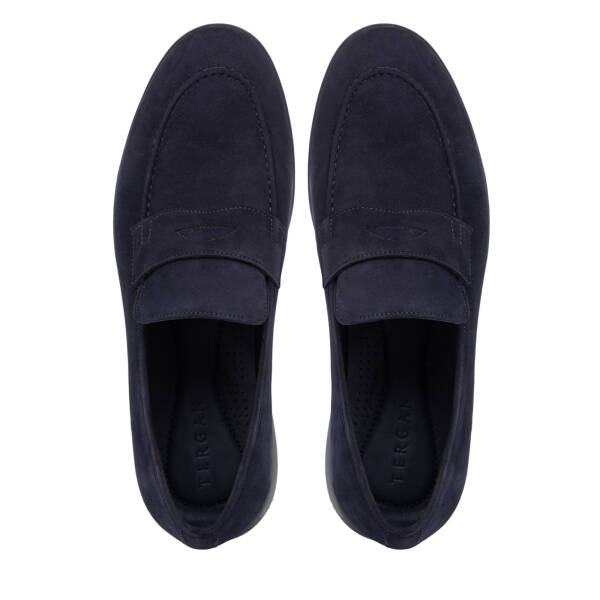 Lacivert Hakiki Süet Deri Erkek Loafer - E26I1AY57715-D44 - 5