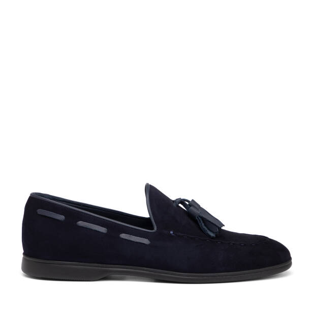 Lacivert Hakiki Süet Deri Erkek Loafer - E26I1AY57716-D44 