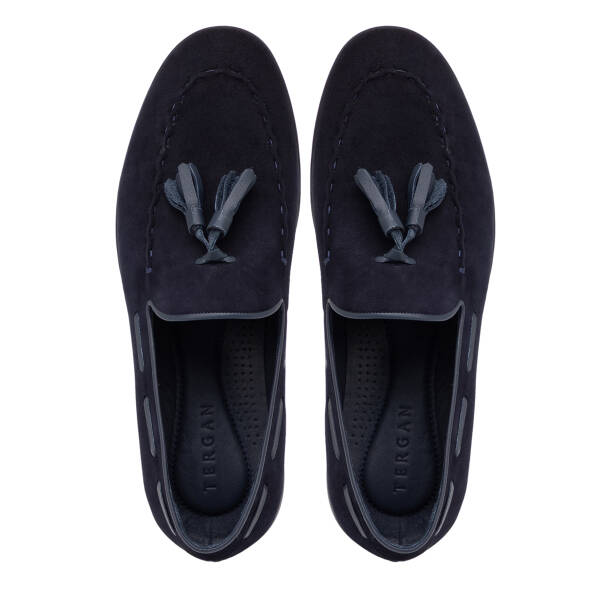 Lacivert Hakiki Süet Deri Erkek Loafer - E26I1AY57716-D44 - 5