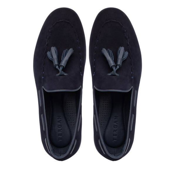 Lacivert Hakiki Süet Deri Erkek Loafer - E26I1AY57716-D44 - 5