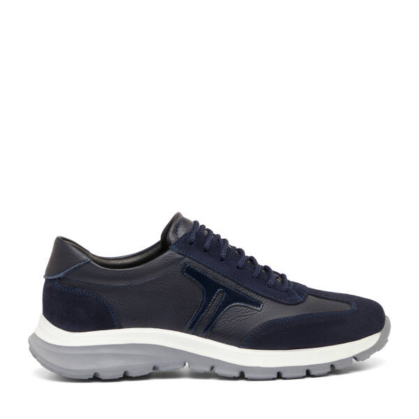 Lacivert Hakiki Süet Deri Erkek Sneaker - E26I1AY57648-W32 - 1