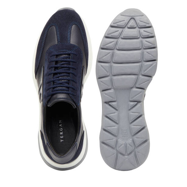 Lacivert Hakiki Süet Deri Erkek Sneaker - E26I1AY57648-W32 - 6