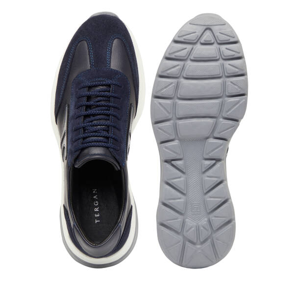 Lacivert Hakiki Süet Deri Erkek Sneaker - E26I1AY57648-W32 - 6