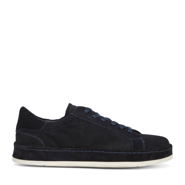 Lacivert Hakiki Süet Deri Erkek Sneaker - E26I1AY57709-D44 - 1