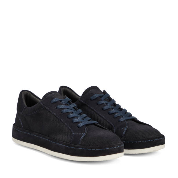 Lacivert Hakiki Süet Deri Erkek Sneaker - E26I1AY57709-D44 - 2