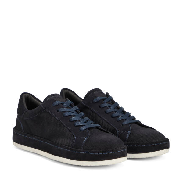 Lacivert Hakiki Süet Deri Erkek Sneaker - E26I1AY57709-D44 - 2