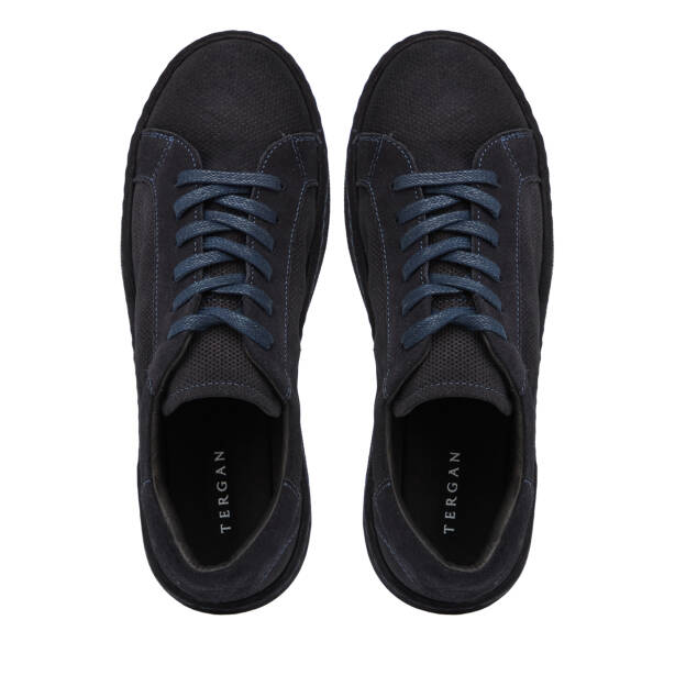 Lacivert Hakiki Süet Deri Erkek Sneaker - E26I1AY57709-D44 - 5