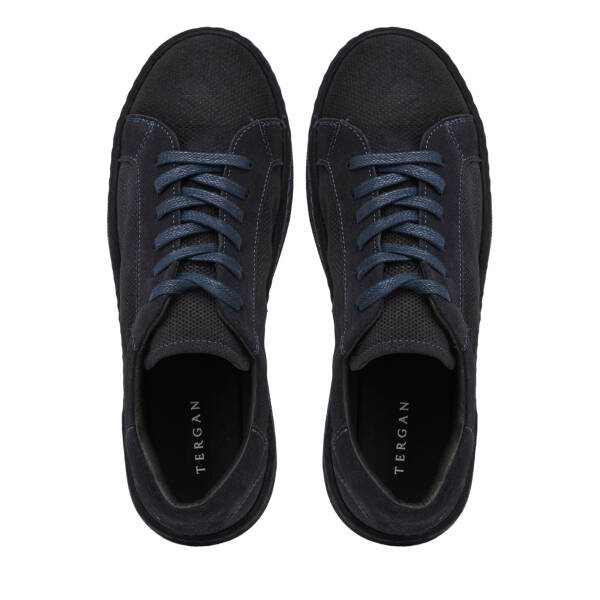 Lacivert Hakiki Süet Deri Erkek Sneaker - E26I1AY57709-D44 - 5