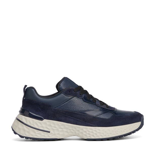 Lacivert Hakiki Süet Deri Erkek Sneaker - E26S1AY57829-W32 - 1