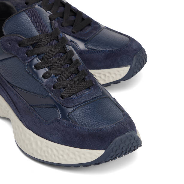 Lacivert Hakiki Süet Deri Erkek Sneaker - E26S1AY57829-W32 - 3