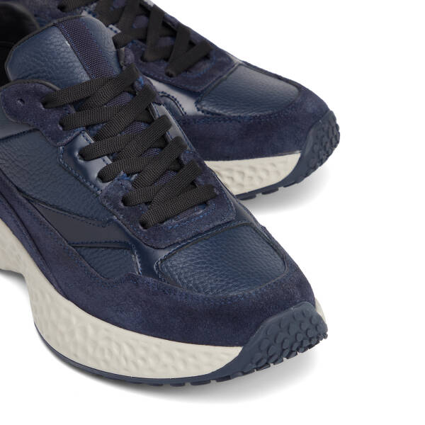 Lacivert Hakiki Süet Deri Erkek Sneaker - E26S1AY57829-W32 - 3