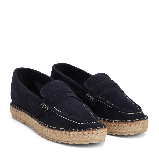 Lacivert Hakiki Süet Deri Kadın Loafer - K26I1AY68635-D44 - 2