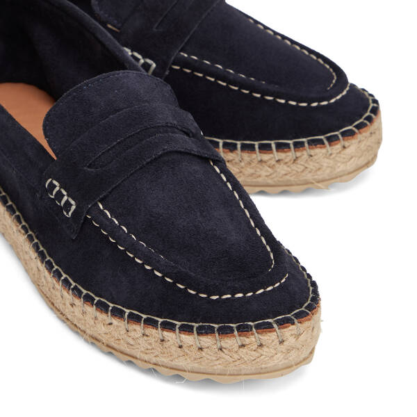 Lacivert Hakiki Süet Deri Kadın Loafer - K26I1AY68635-D44 - 3