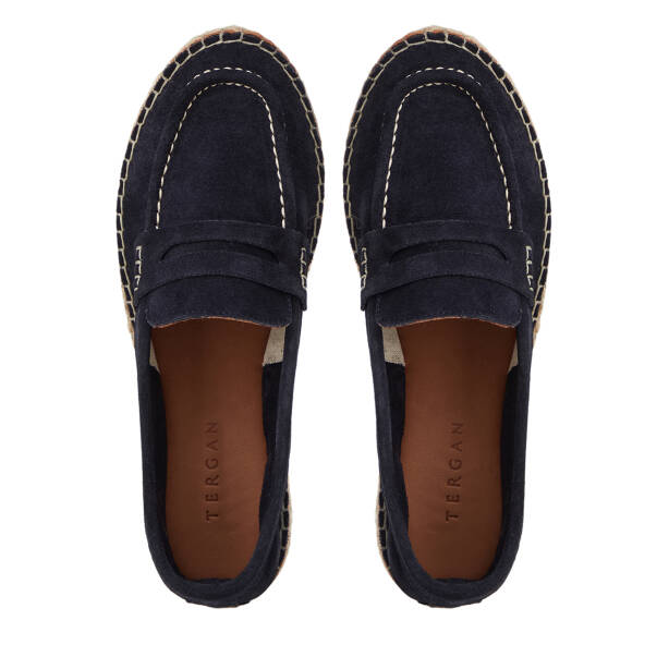 Lacivert Hakiki Süet Deri Kadın Loafer - K26I1AY68635-D44 - 5