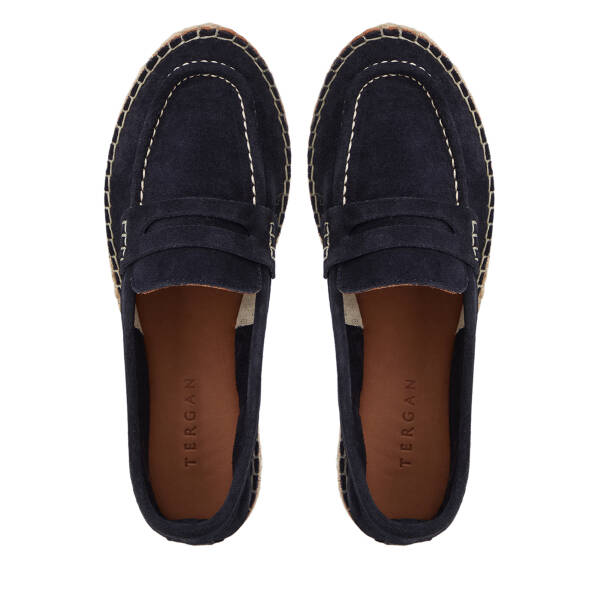 Lacivert Hakiki Süet Deri Kadın Loafer - K26I1AY68635-D44 - 5