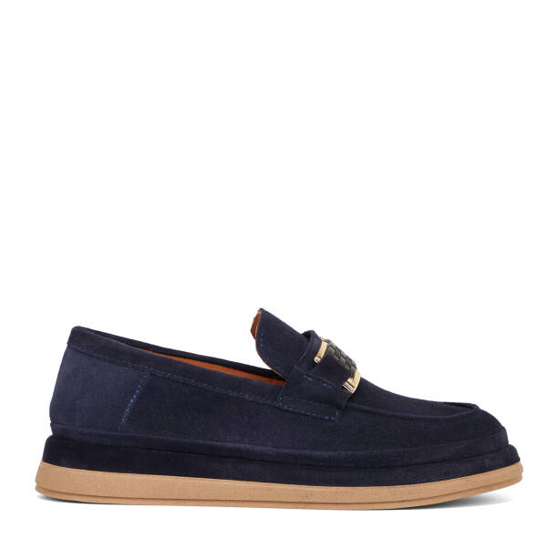 Lacivert Hakiki Süet Deri Kadın Loafer - K26S1AY68866-D44 