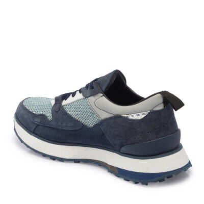 Lacivert Hasır - Süet Deri Erkek Sneaker - E24I1AY56714-D44 - 2
