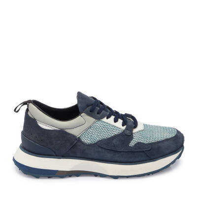 Lacivert Hasır - Süet Deri Erkek Sneaker - E24I1AY56714-D44 - 3