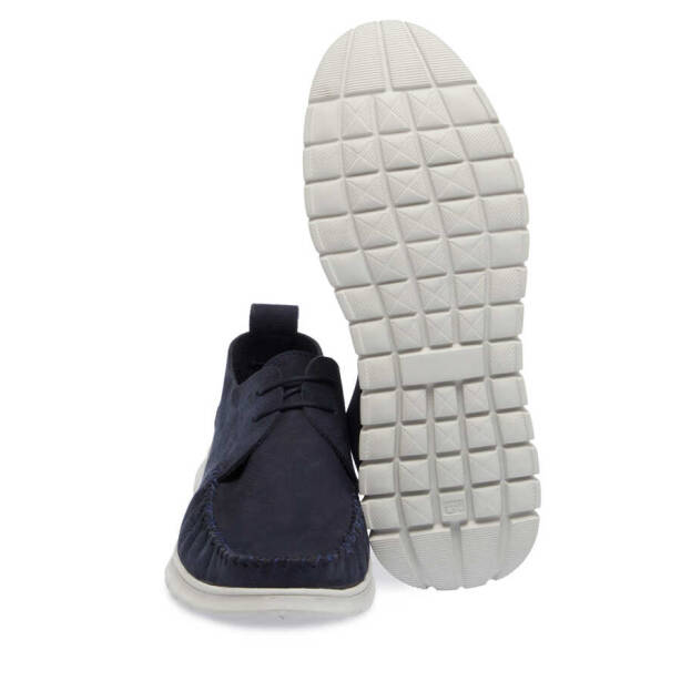 Lacivert Hakiki Nubuk Deri Erkek Casual Ayakkabı - E24I1AY56757-C39 - 4