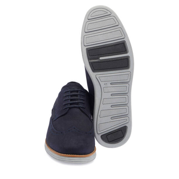 Lacivert Hakiki Nubuk Deri Erkek Casual Ayakkabı - E24I1AY56906-C39 - 4