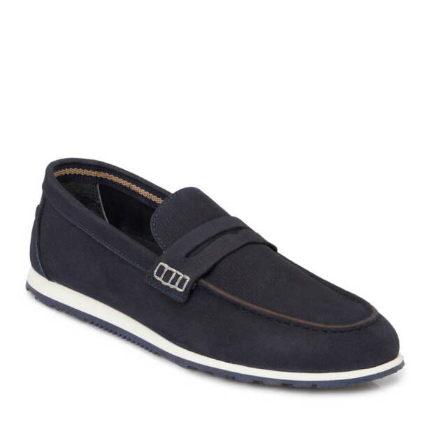 Lacivert Nubuk Deri Erkek Loafer - E24I1AY56630-C39 - 1