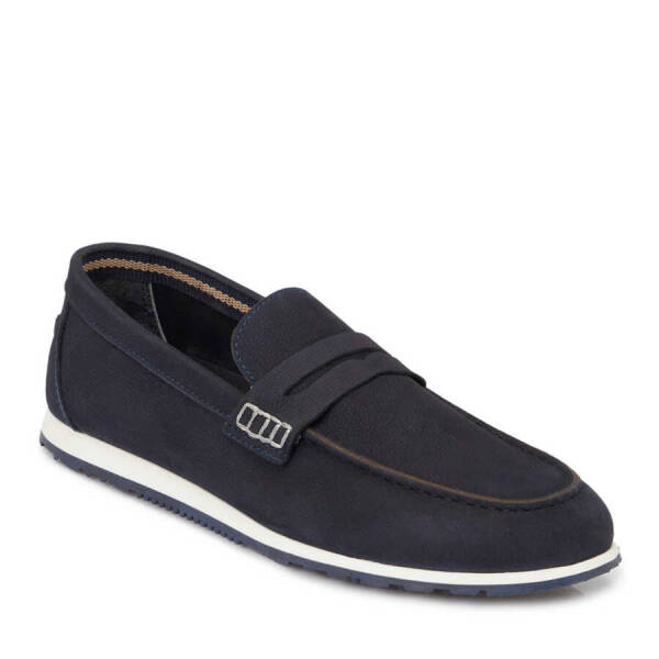 Lacivert Nubuk Deri Erkek Loafer - E24I1AY56630-C39 - 1