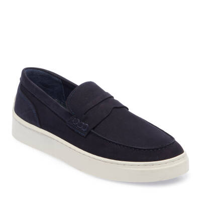 Lacivert Nubuk Deri Erkek Loafer - E24I1AY56746-C39 