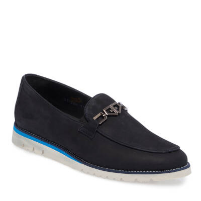  Lacivert Nubuk Deri Erkek Loafer - E24I1AY56783-C39 - 1