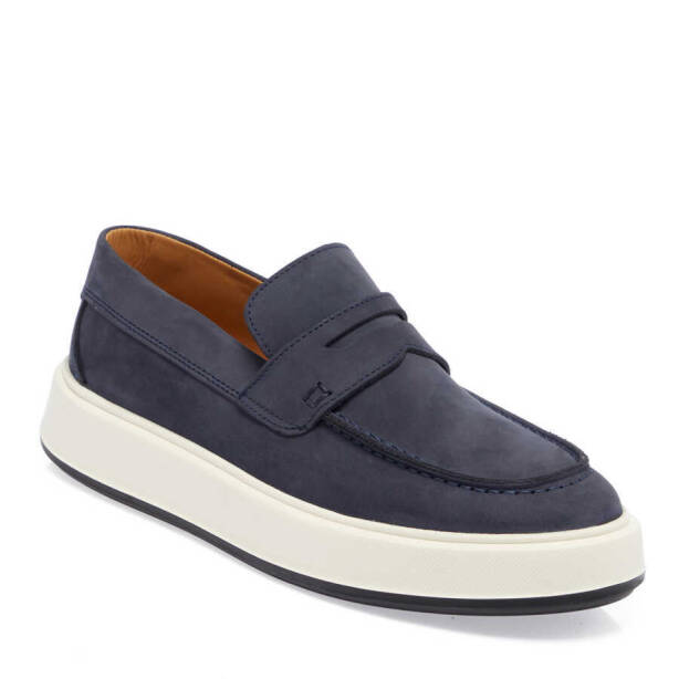 Lacivert Hakiki Nubuk Deri Erkek Loafer - E24I1AY56883-C39 - 2