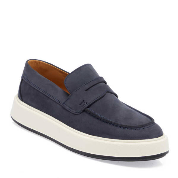 Lacivert Hakiki Nubuk Deri Erkek Loafer - E24I1AY56883-C39 - 2