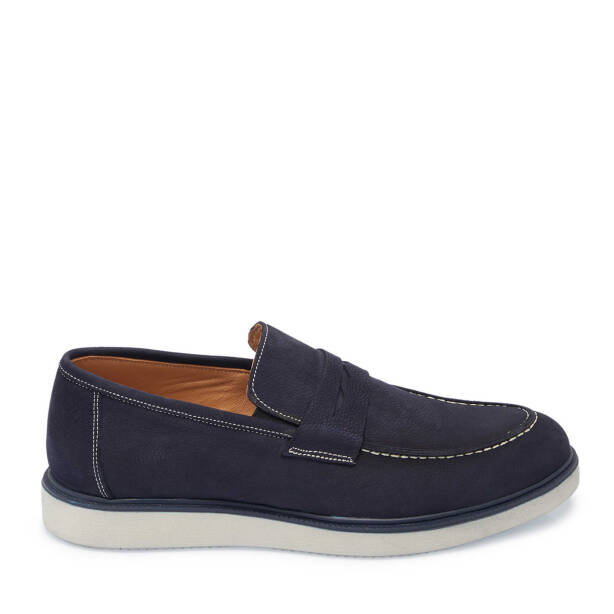 Lacivert Nubuk Deri Erkek Loafer - E25I1AY57161-C39 - 3