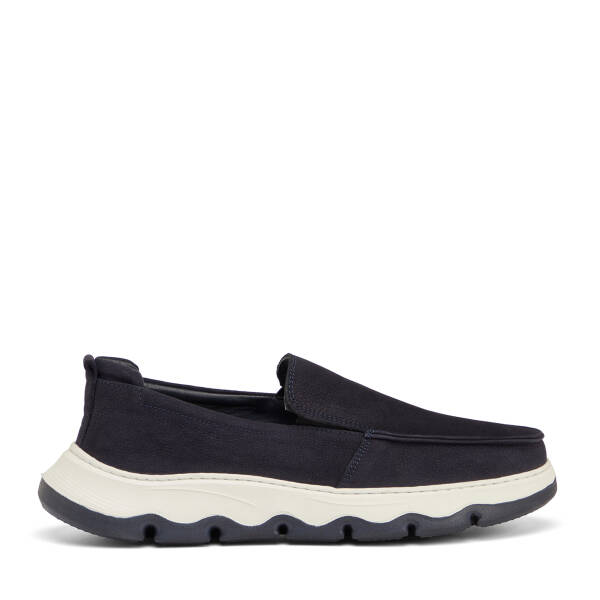 Lacivert Hakiki Nubuk Deri Erkek Loafer - E25I1AY57221-C39 - 1