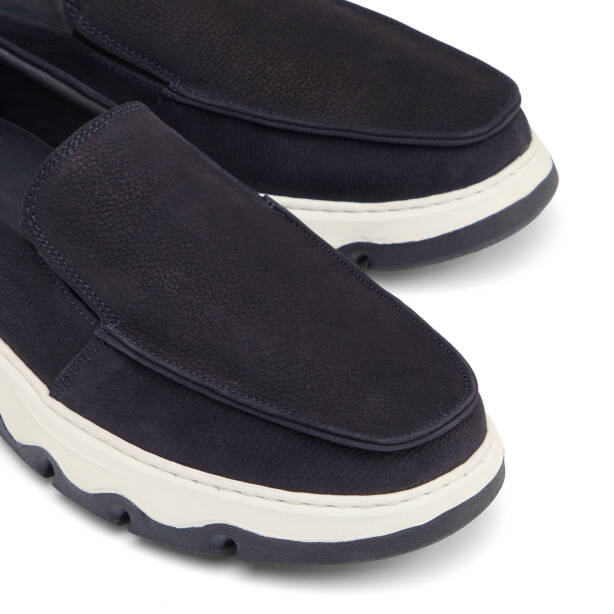 Lacivert Hakiki Nubuk Deri Erkek Loafer - E25I1AY57221-C39 - 3