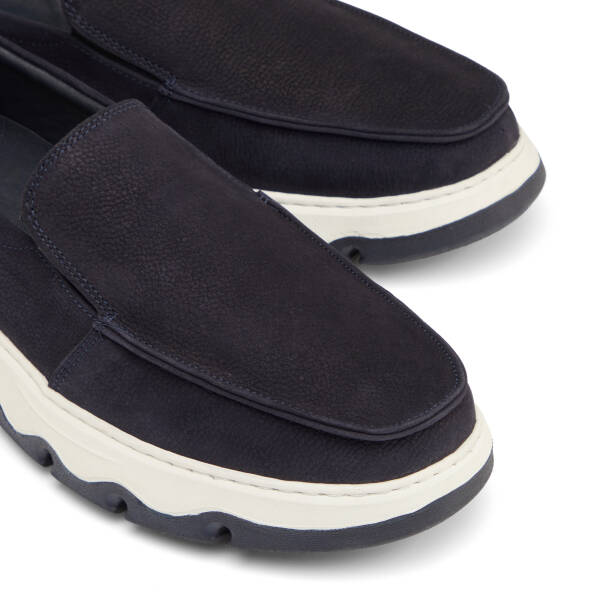 Lacivert Hakiki Nubuk Deri Erkek Loafer - E25I1AY57221-C39 - 3