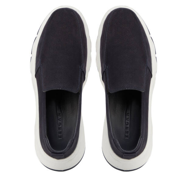 Lacivert Hakiki Nubuk Deri Erkek Loafer - E25I1AY57221-C39 - 5