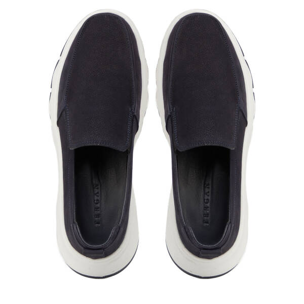 Lacivert Hakiki Nubuk Deri Erkek Loafer - E25I1AY57221-C39 - 5