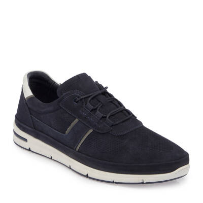 Lacivert Nubuk Deri Erkek Sneaker - E24I1AY56694-C39 